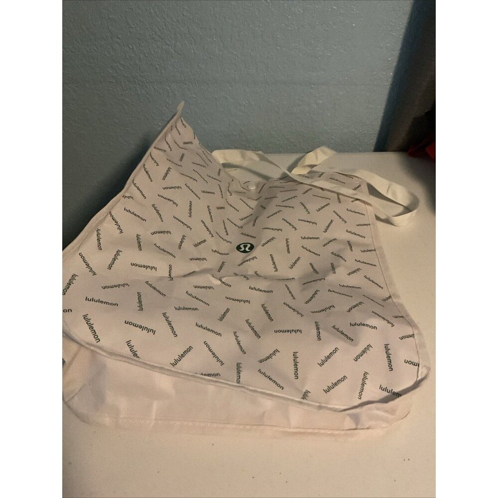 Lululemon Reusable Shopping Tote Bag Large White & Green Tote 16x14